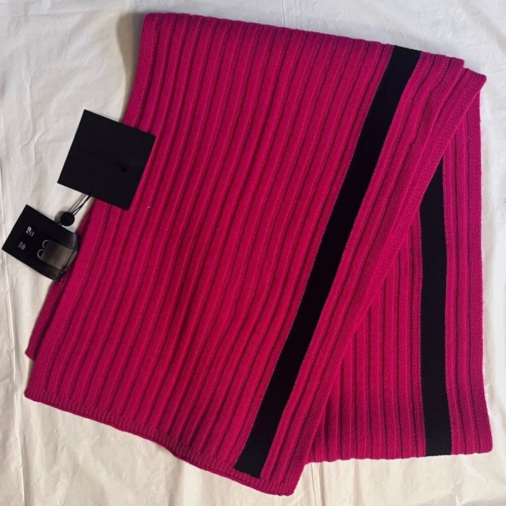 Moose Knuckles Verona Scarf Pink Peacock 100% Merino Wool - NWT